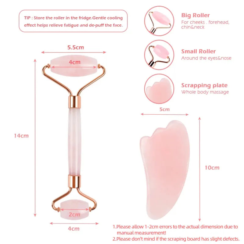 The Lumée Rose Quartz Gua Sha & Roller Set
