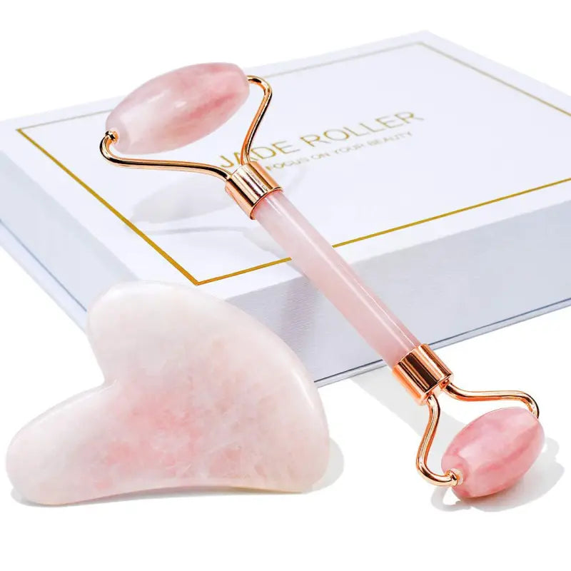Rose quartz gua sha in close-up study